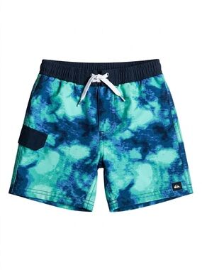 EUC Quiksilver Toddler Boy’s Teal and Navy Tie-Dye Swim Trunks Size 24m